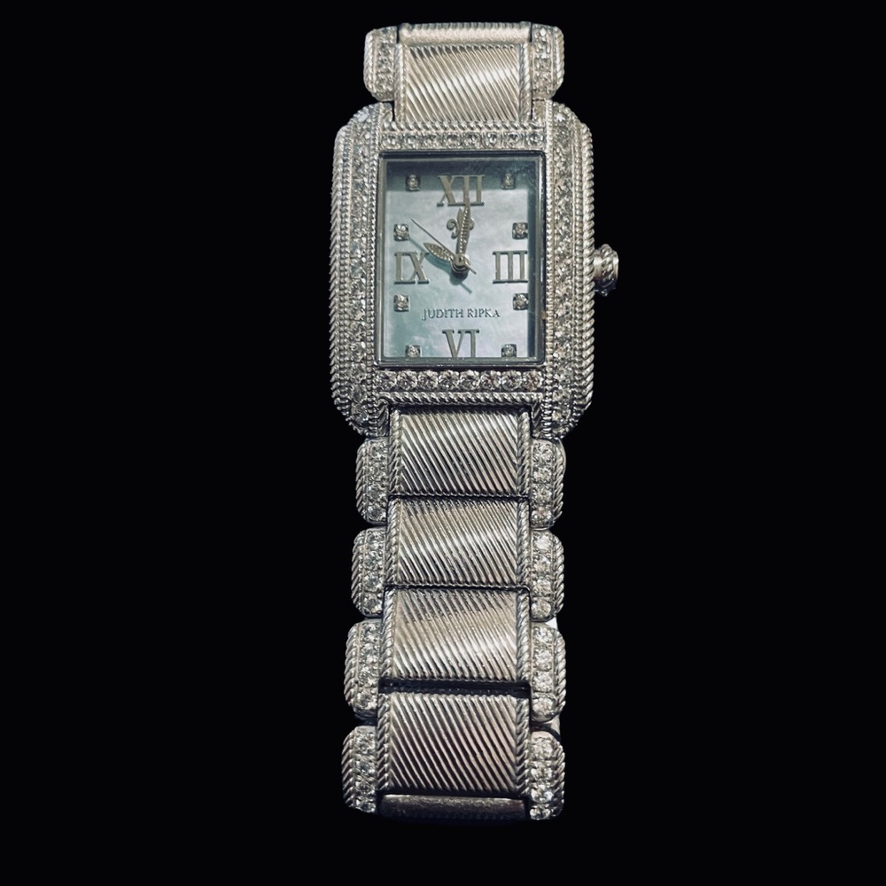 Judith Ripka stainless steel and diamonique watch